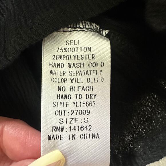 Ya Top Womens Black Small Crinkle Gauzy Tank Retro Bohemian Grunge Festival - Picture 8 of 10